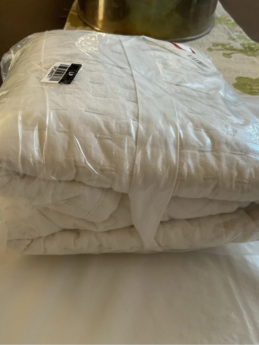 Pottery Barn Ivory Pick-Stitch Handcrafted Quilted Sham Euro 26x26”-New W/Tags